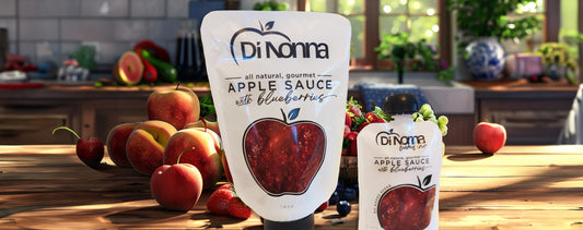 Introducing Di Nonna's All-Natural Gourmet Apple Sauce Grab & Go 3.2 oz and 14 oz. Pouches!