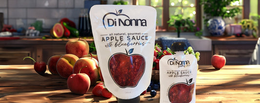 Introducing Di Nonna's All-Natural Gourmet Apple Sauce Grab & Go 3.2 oz and 14 oz. Pouches!
