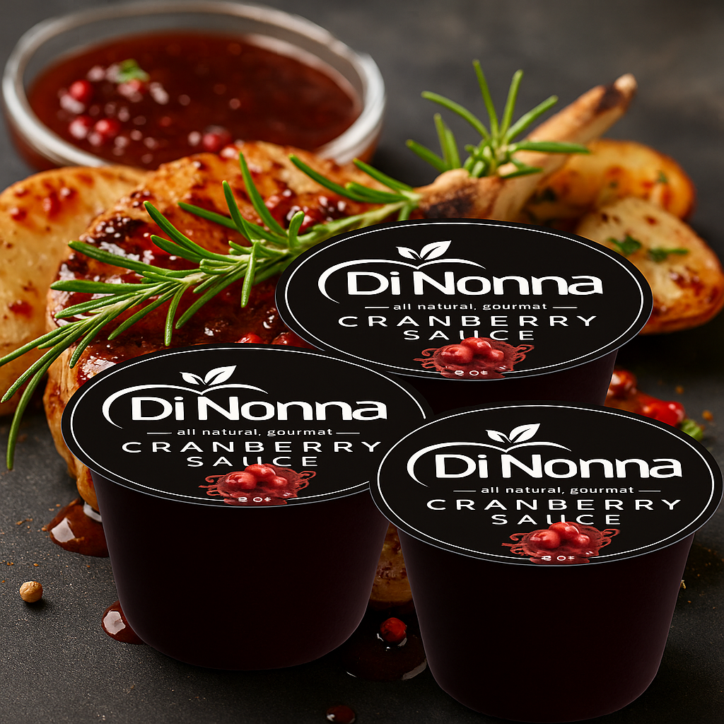 COMING SOON. All-Natural Gourmet Cranberry Sauce 4 OZ. Cup - 12 Pack
